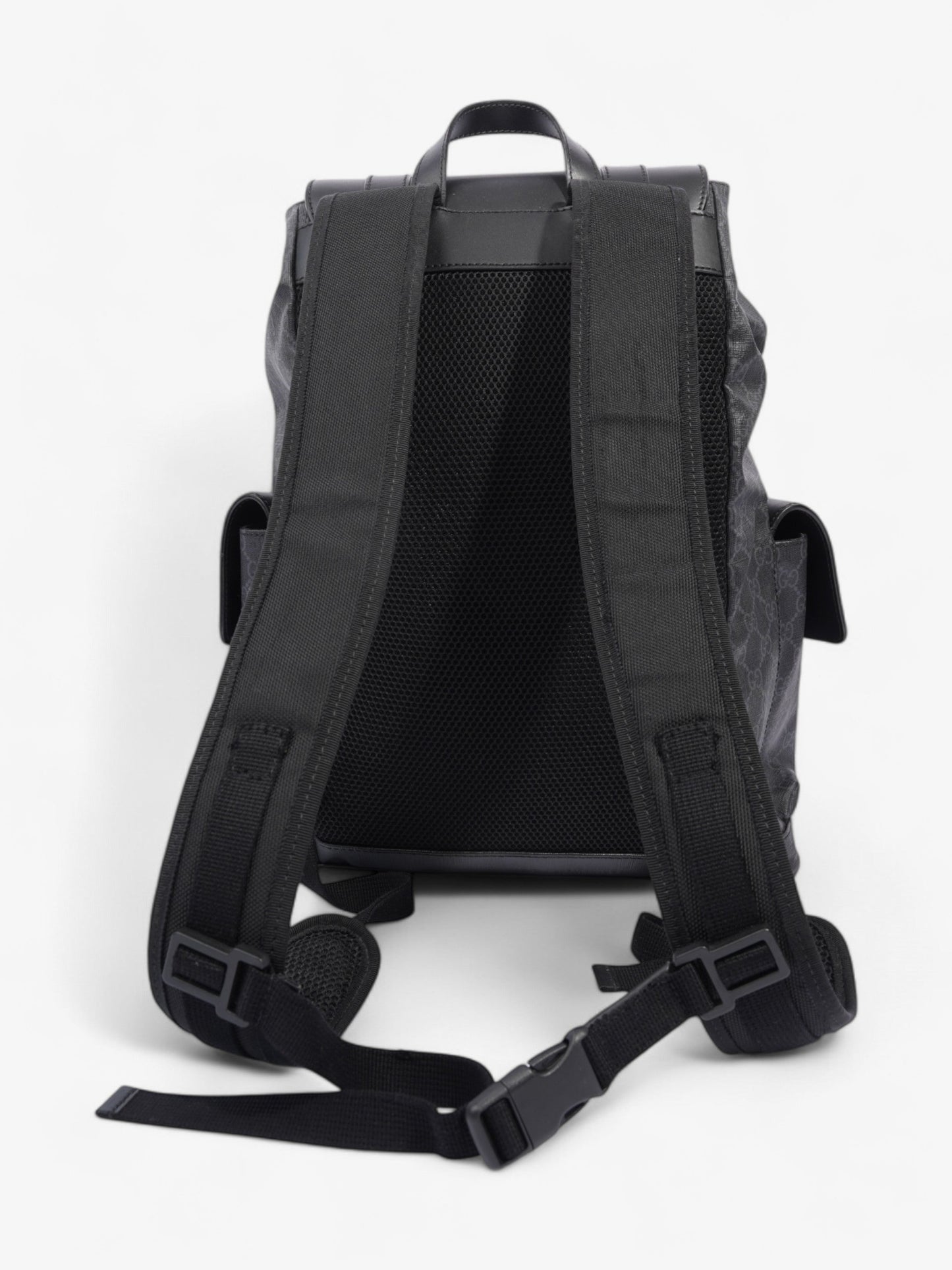 Gucci Gucci Leather Backpack GG Supreme / Black / Red Canvas