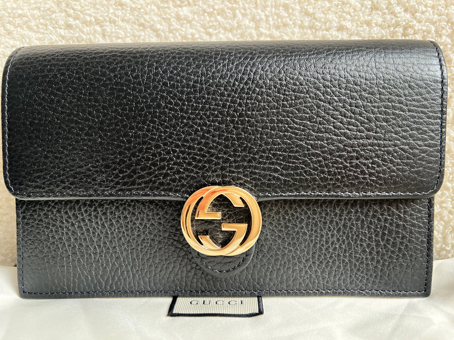 Gucci Black Interlocking GG Chain Wallet