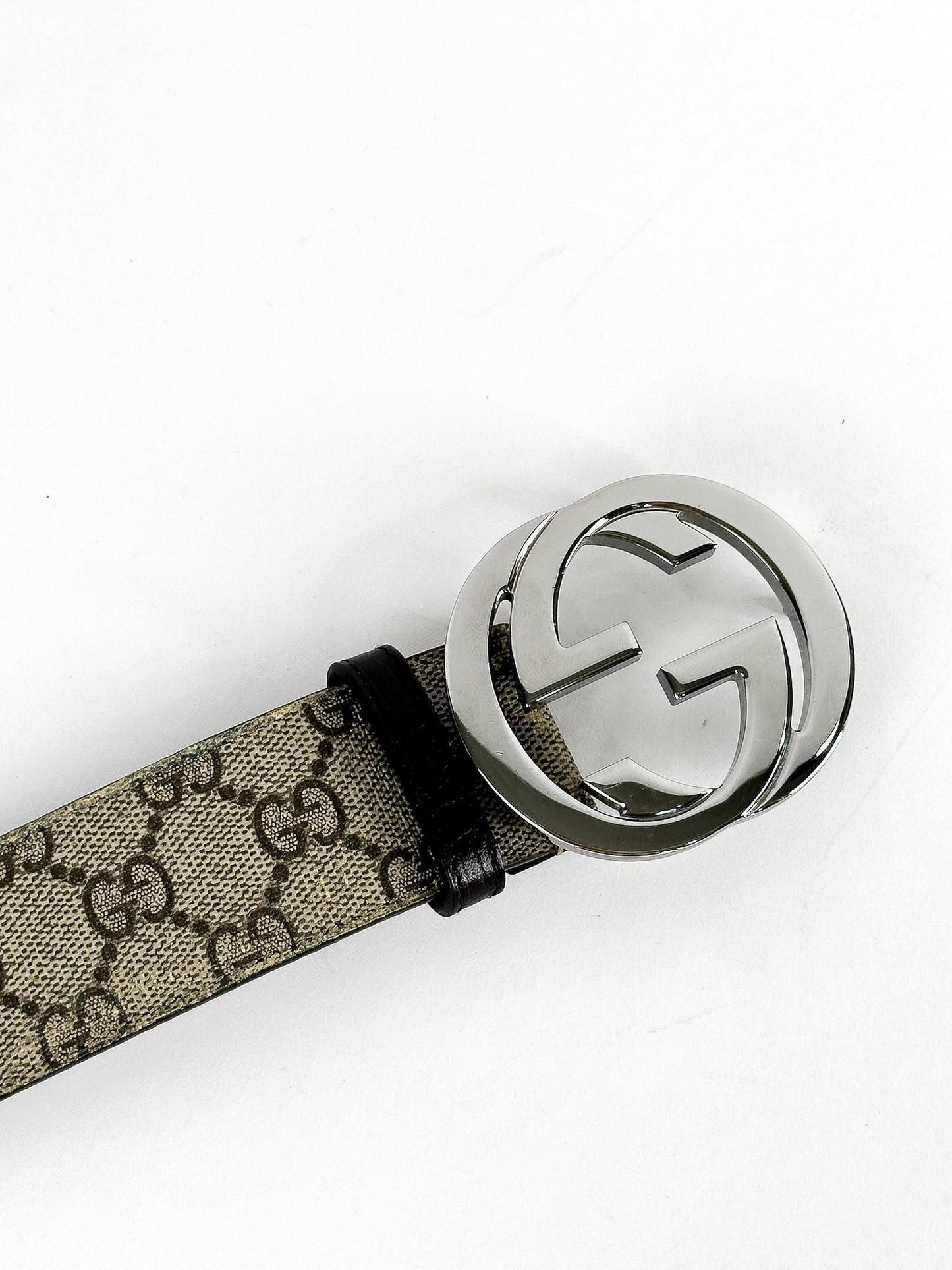 Gucci Beige GG Supreme Canvas Interlocking G Buckle Belt