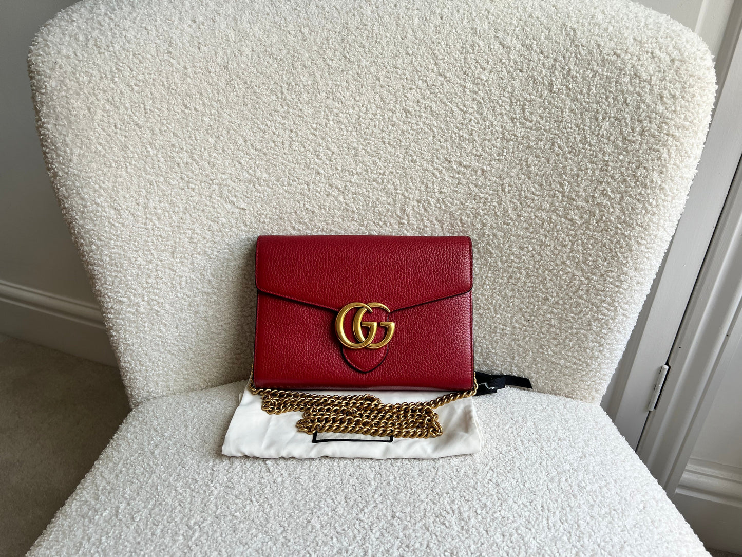 Gucci Red GG Marmont Chain Wallet (RRP £1195)