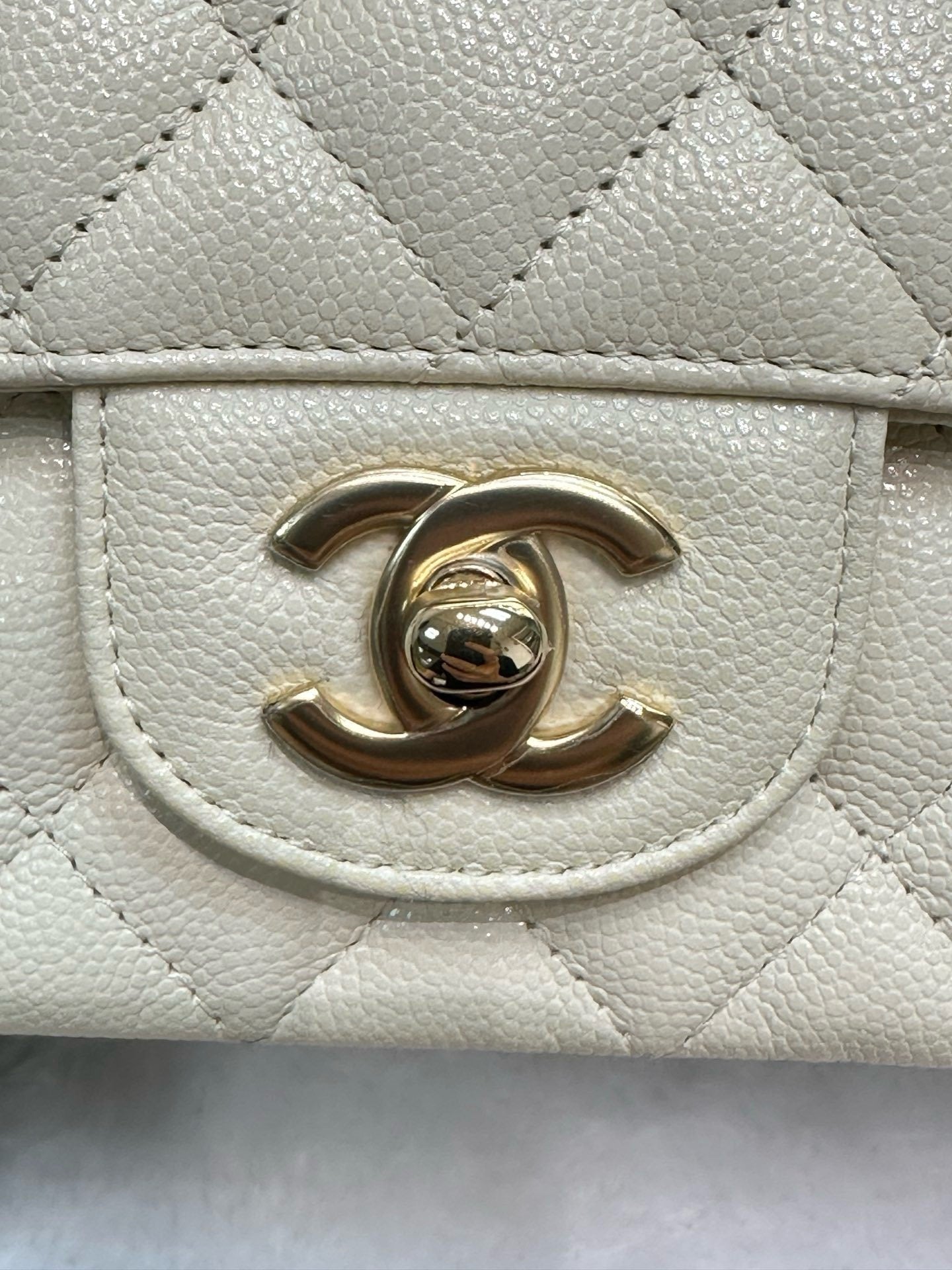 Chanel Mini Rectangle Caviar Ivory 17C GHW
