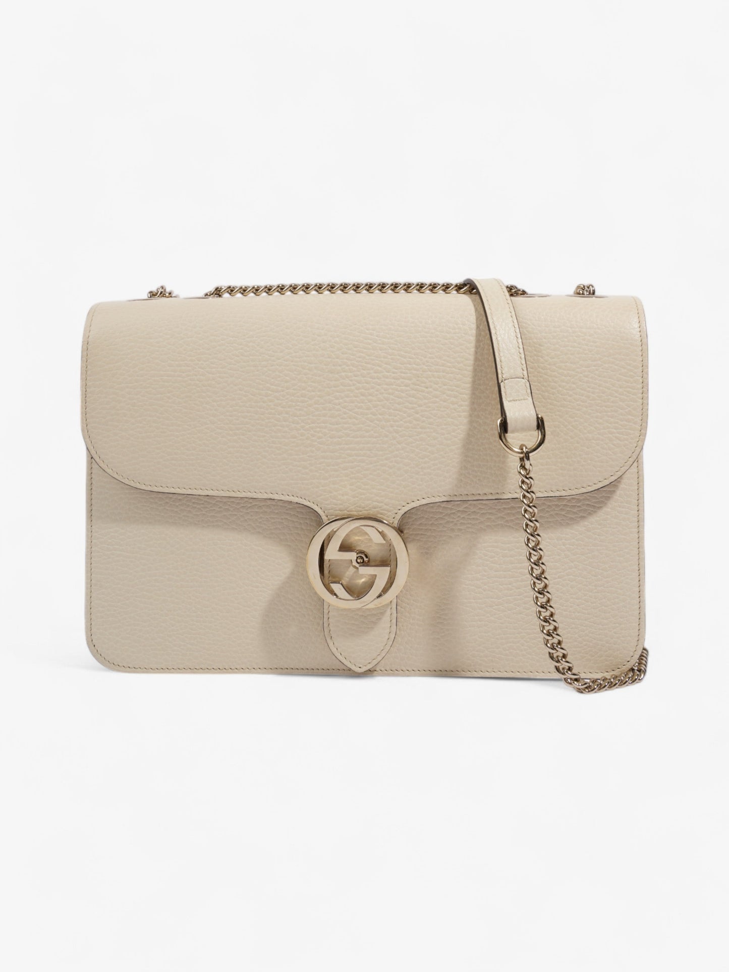 Gucci Dollar Interlocking G Ivory Calfskin Leather Medium