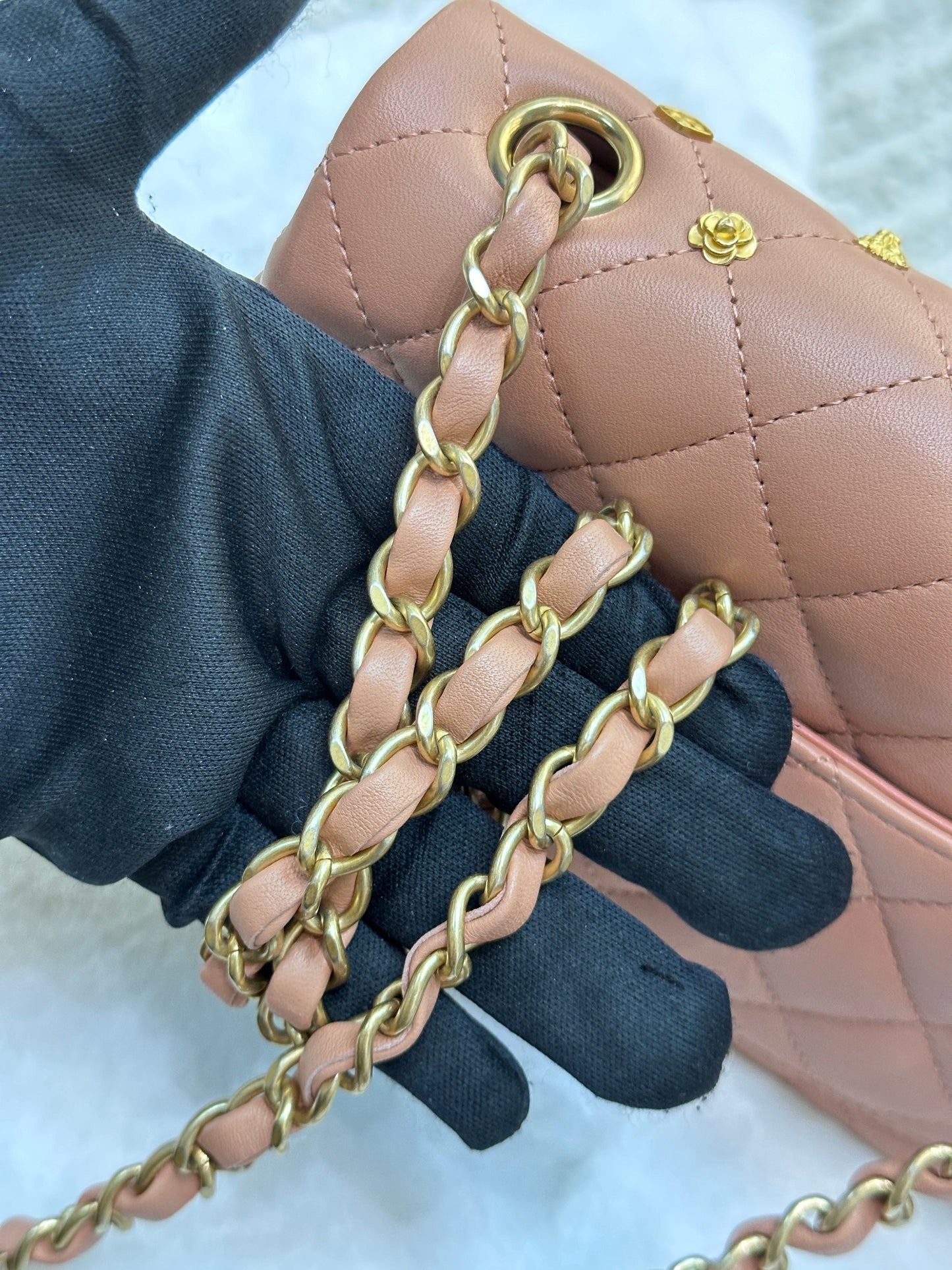 Chanel 2018 Blush Beige Mini Flap Bag with Lucky Charms Stud Embellishment