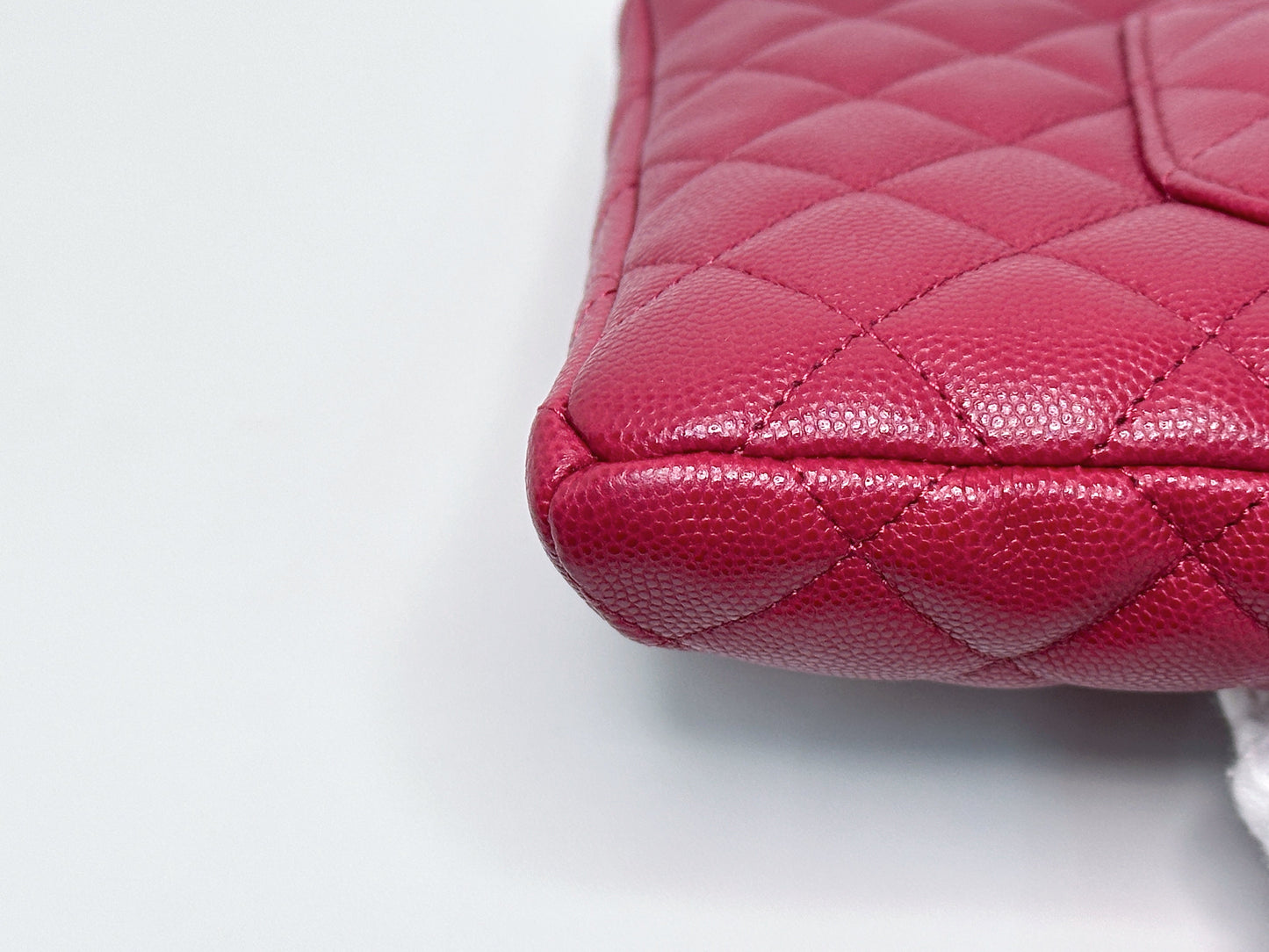 Chanel Flap Clutch Bag Red Caviar SHW 2645 holo card