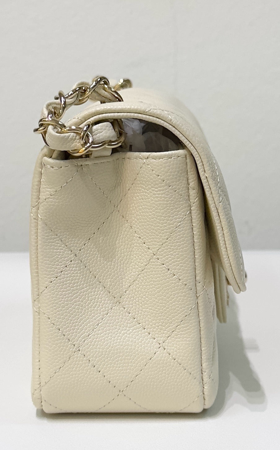 Chanel Mini Rectangle Caviar Ivory 17C GHW