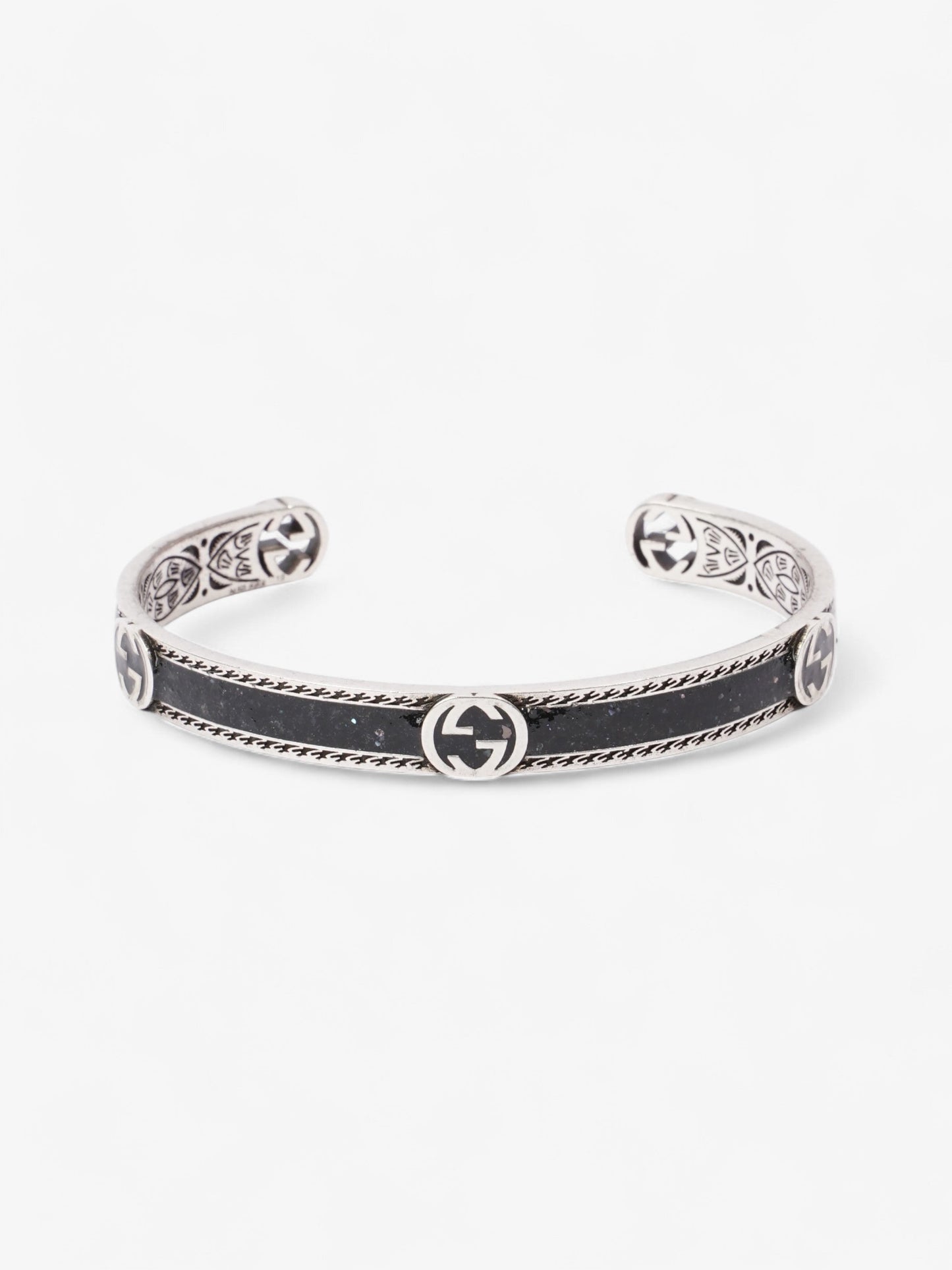 Gucci Interlocking G Bangle Black / Silver Silver Sterling 19