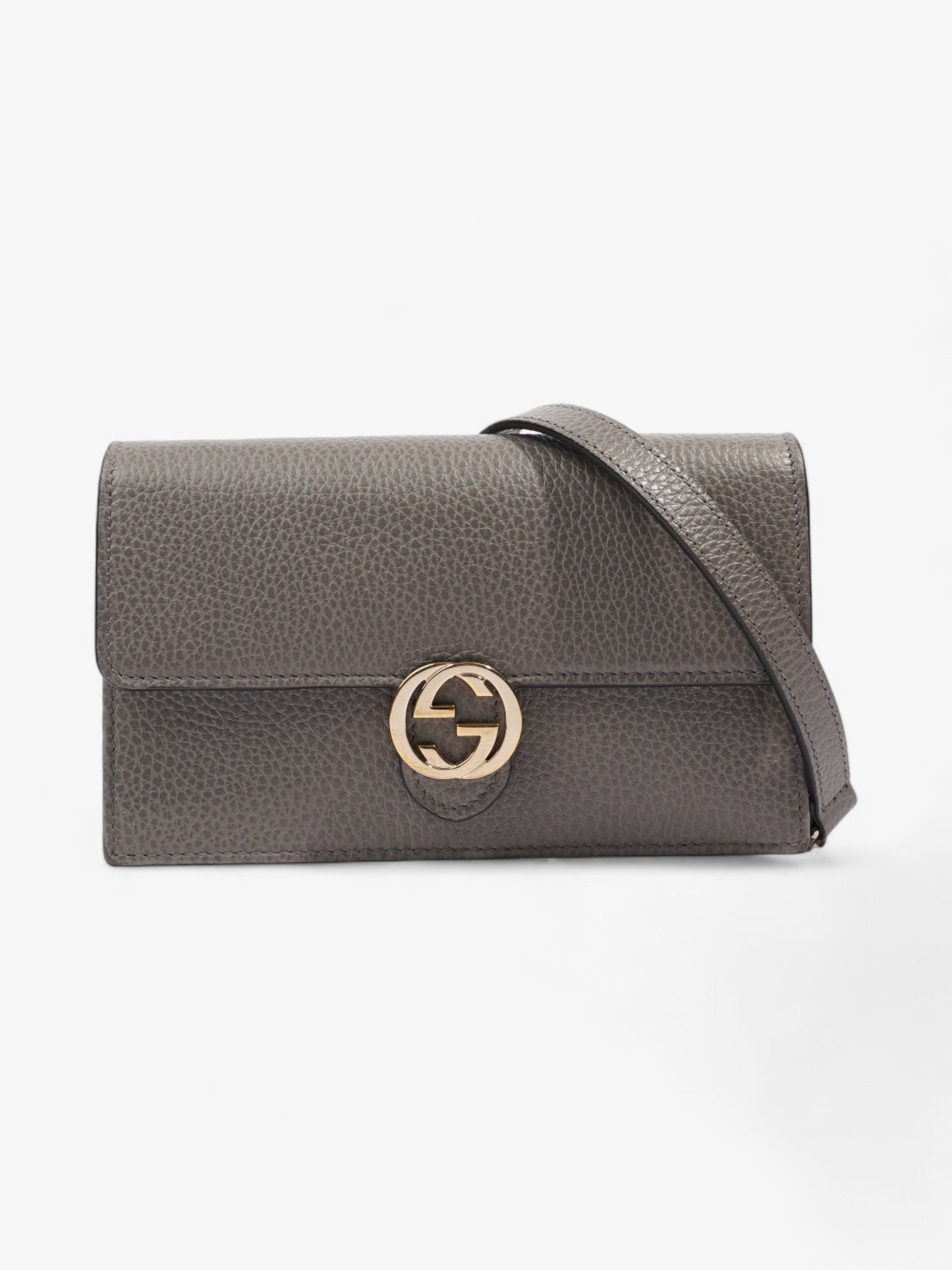 Gucci Interlocking G Chain Wallet Grey Leather