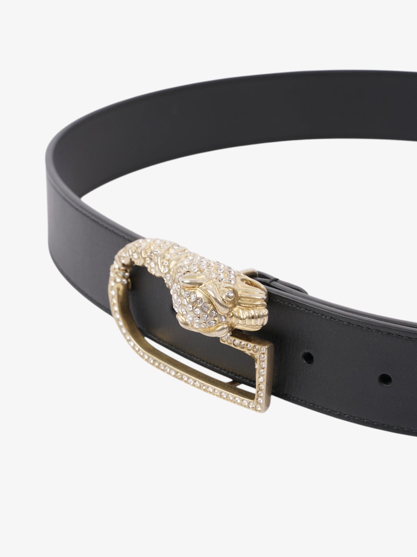 Gucci G Tiger Belt Black / Gold Leather 95cm / 38"