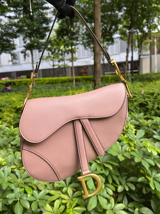 Christian Dior Saddle Bag with Strap Golden Saddle Nude Brush Grained Calfskin 2023 year