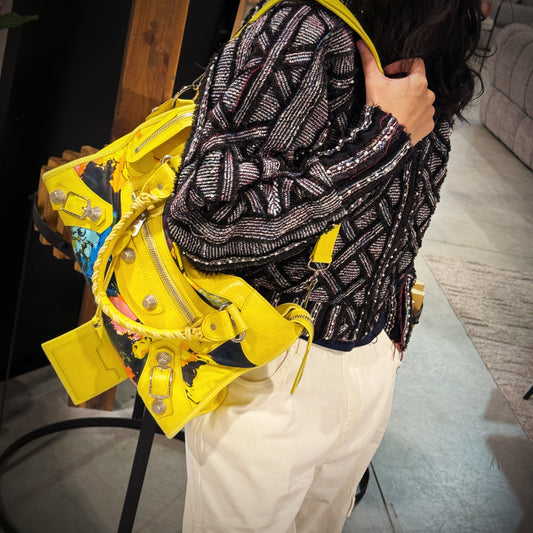 Balenciaga Agneau Canvas Floral Giant 21 Silver City Bag TWS