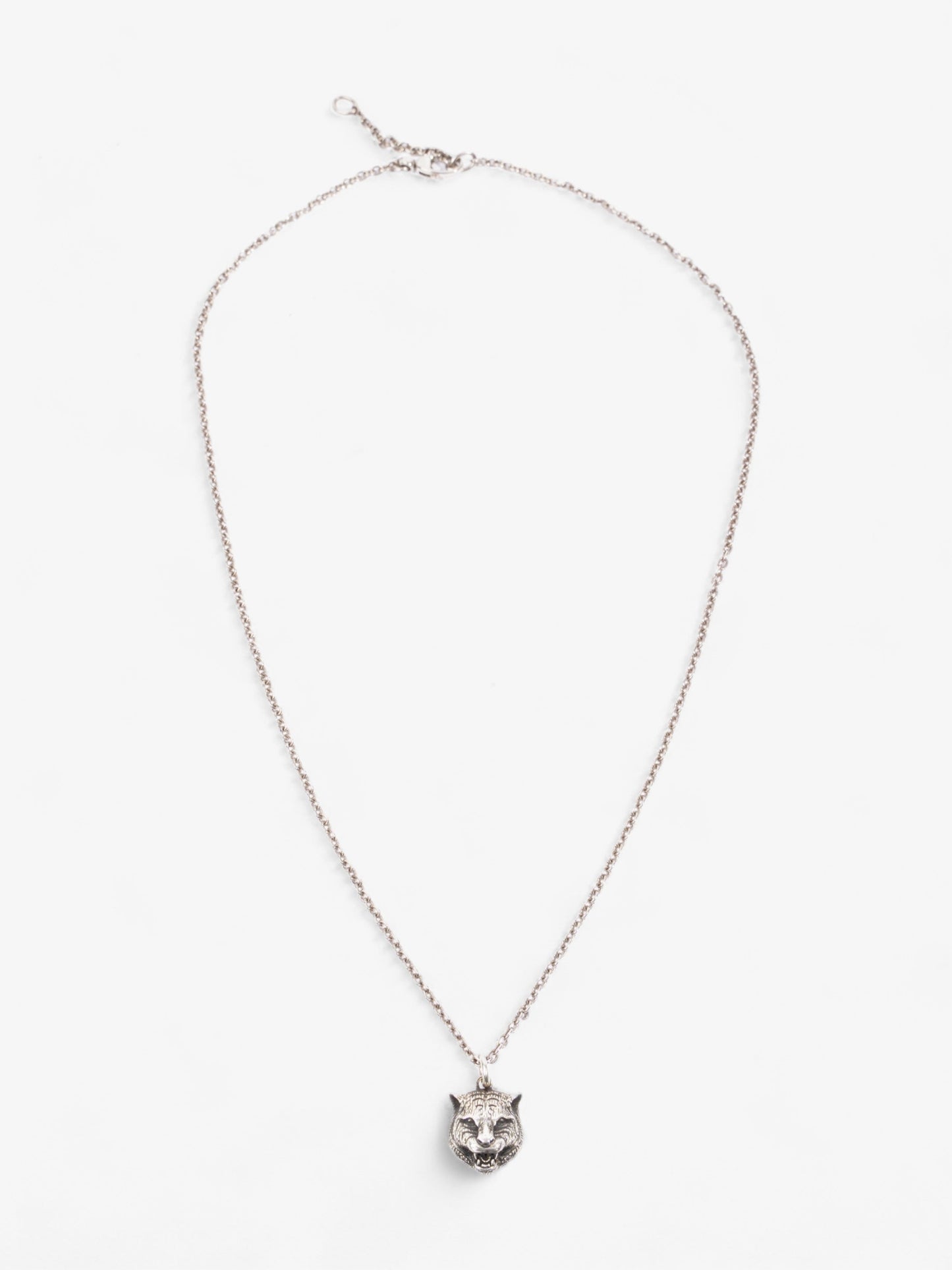 Gucci Feline Head Necklace Silver Silver Sterling