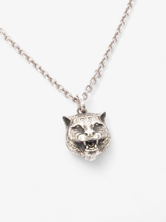 Gucci Feline Head Necklace Silver Silver Sterling