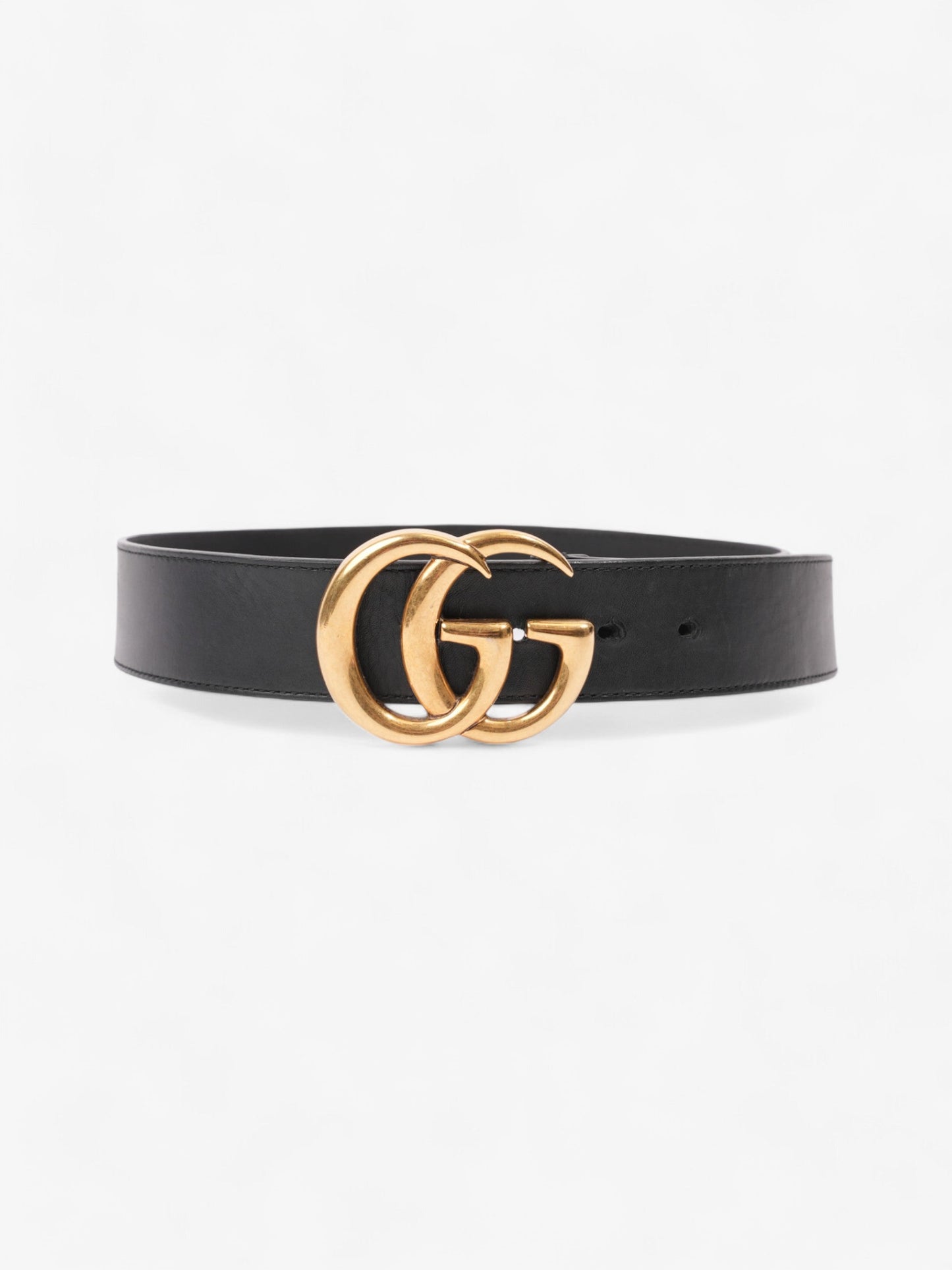 Gucci GG Marmont 2015 Re-Edition Wide Belt Black / Gold Leather 75cm / 30"