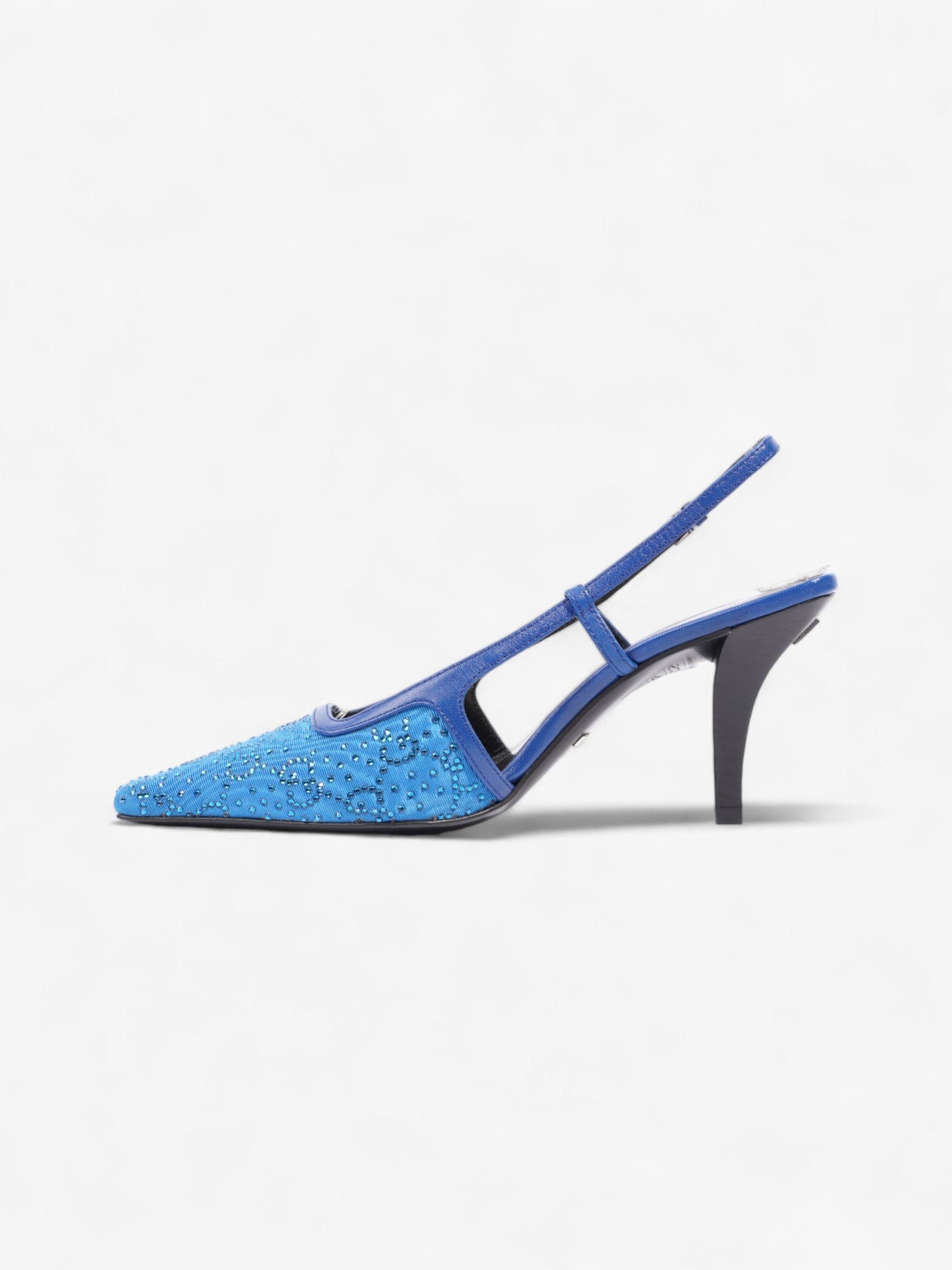 Gucci GG Slingback Pumps 70mm Blue Fabric EU 35 UK 2