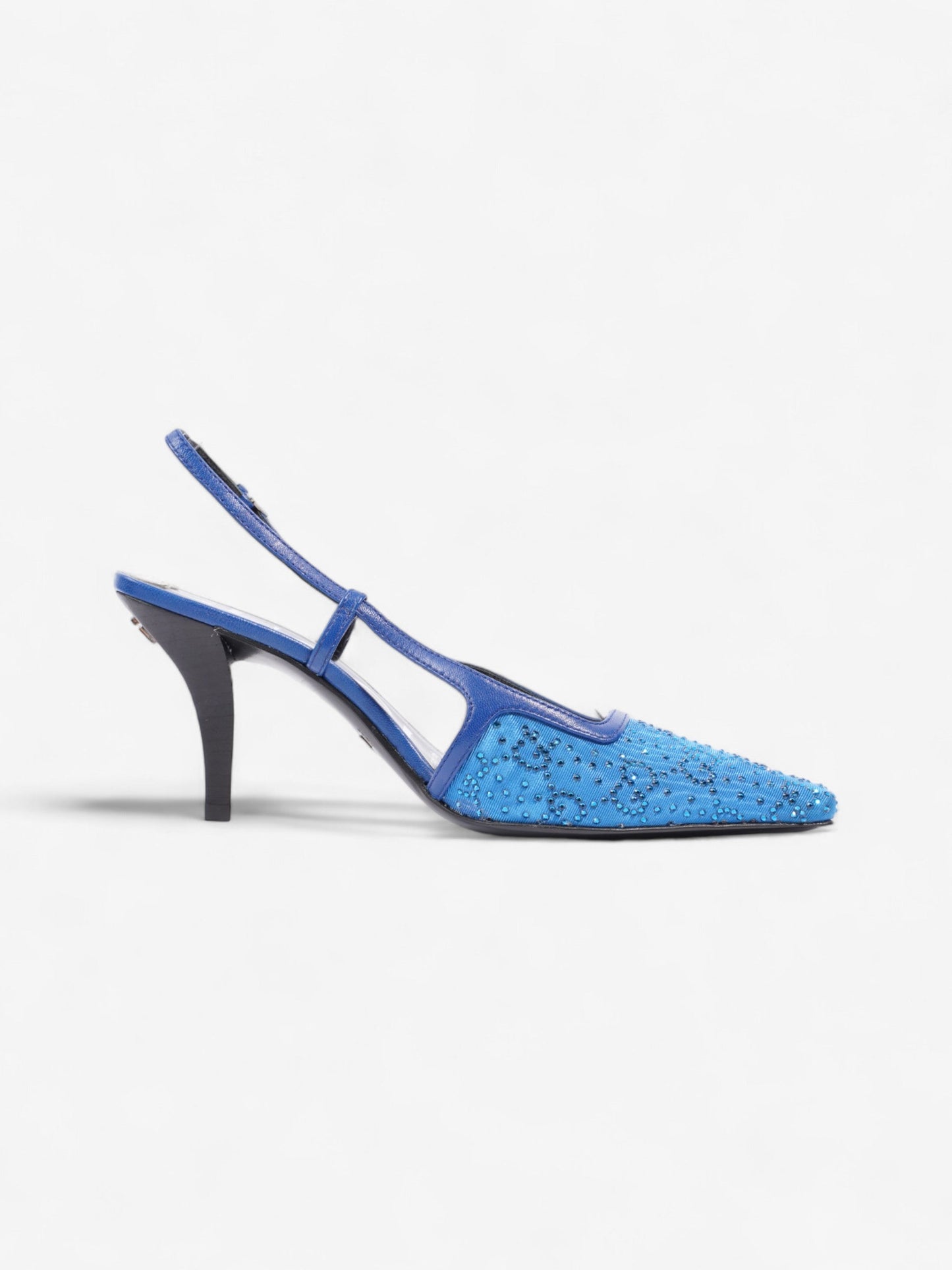 Gucci GG Slingback Pumps 70mm Blue Fabric EU 35 UK 2