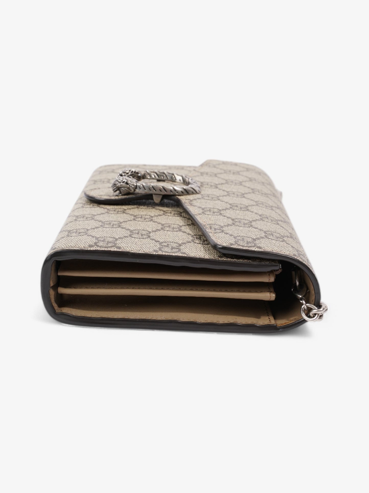 Gucci Dionysus Chain Wallet GG Supreme / Beige / Ebony Coated Canvas
