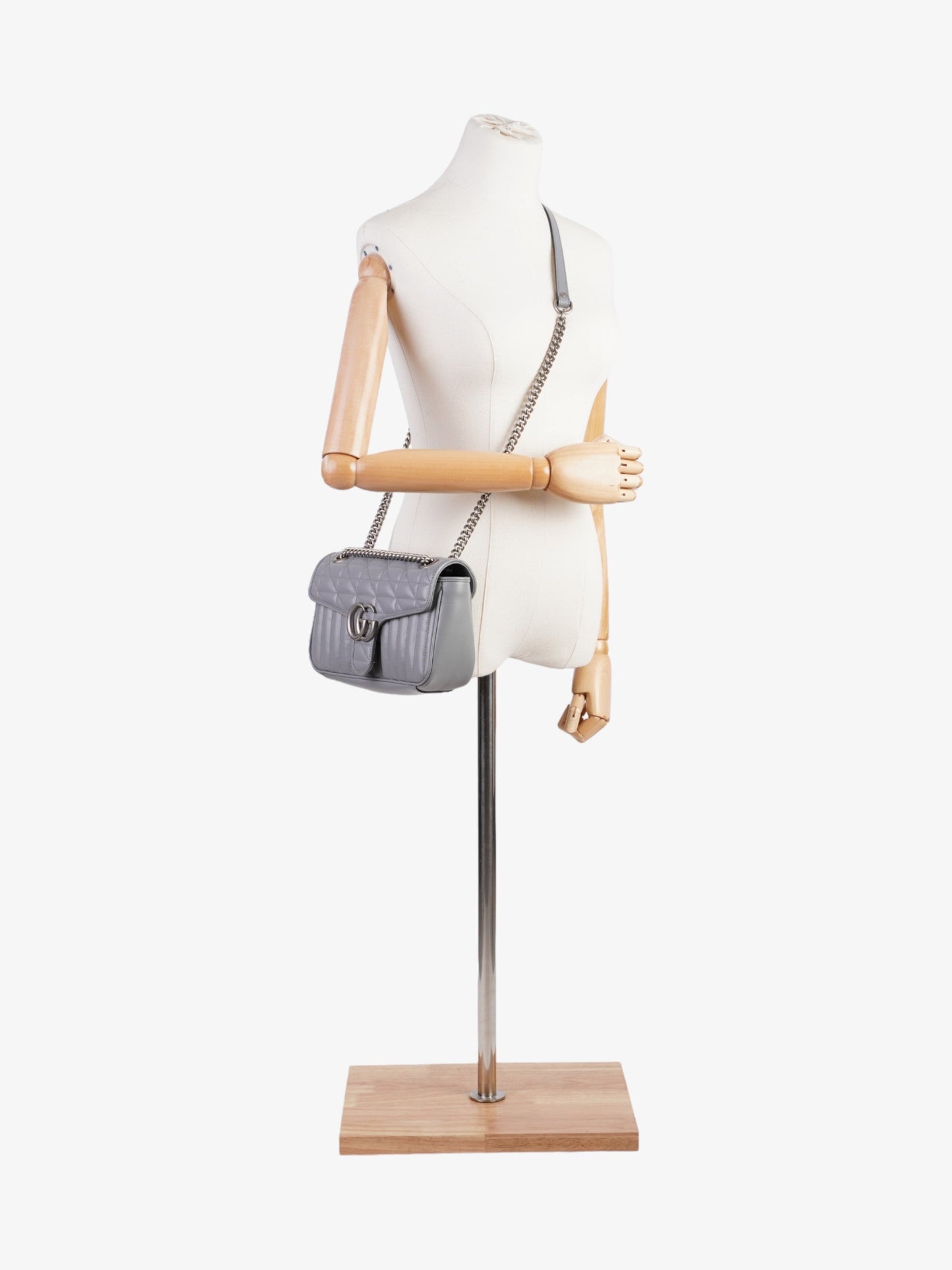 Gucci GG Marmont Grey Leather Small