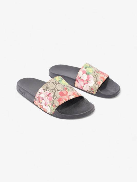 Gucci GG Supreme Blooms Floral Slides Beige  / Floral Canvas EU 38 UK 5