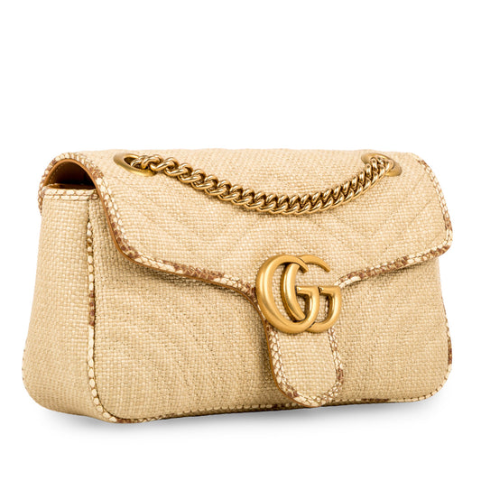 Gucci GG Marmont Bag - Raffia and Python - Small