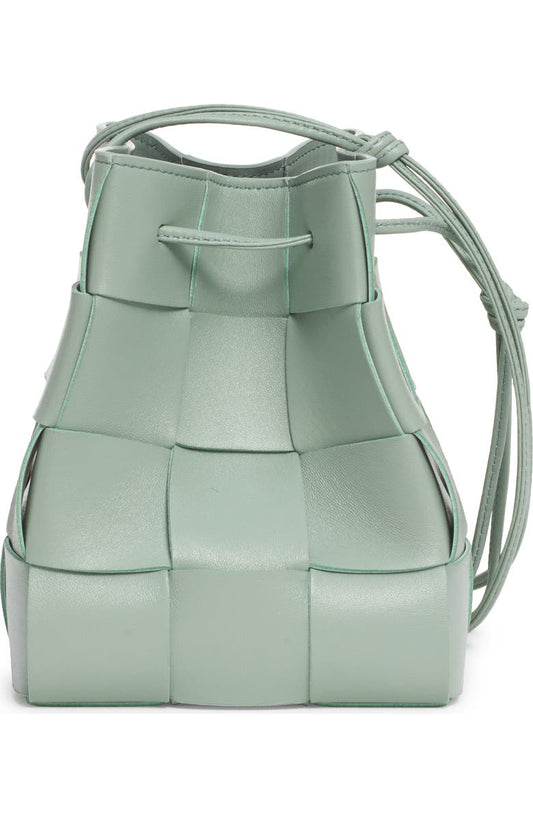 BOTTEGA VENETA NAPPA LEATHER INTRECCIATO MINI CASSETTE BUCKET BAG