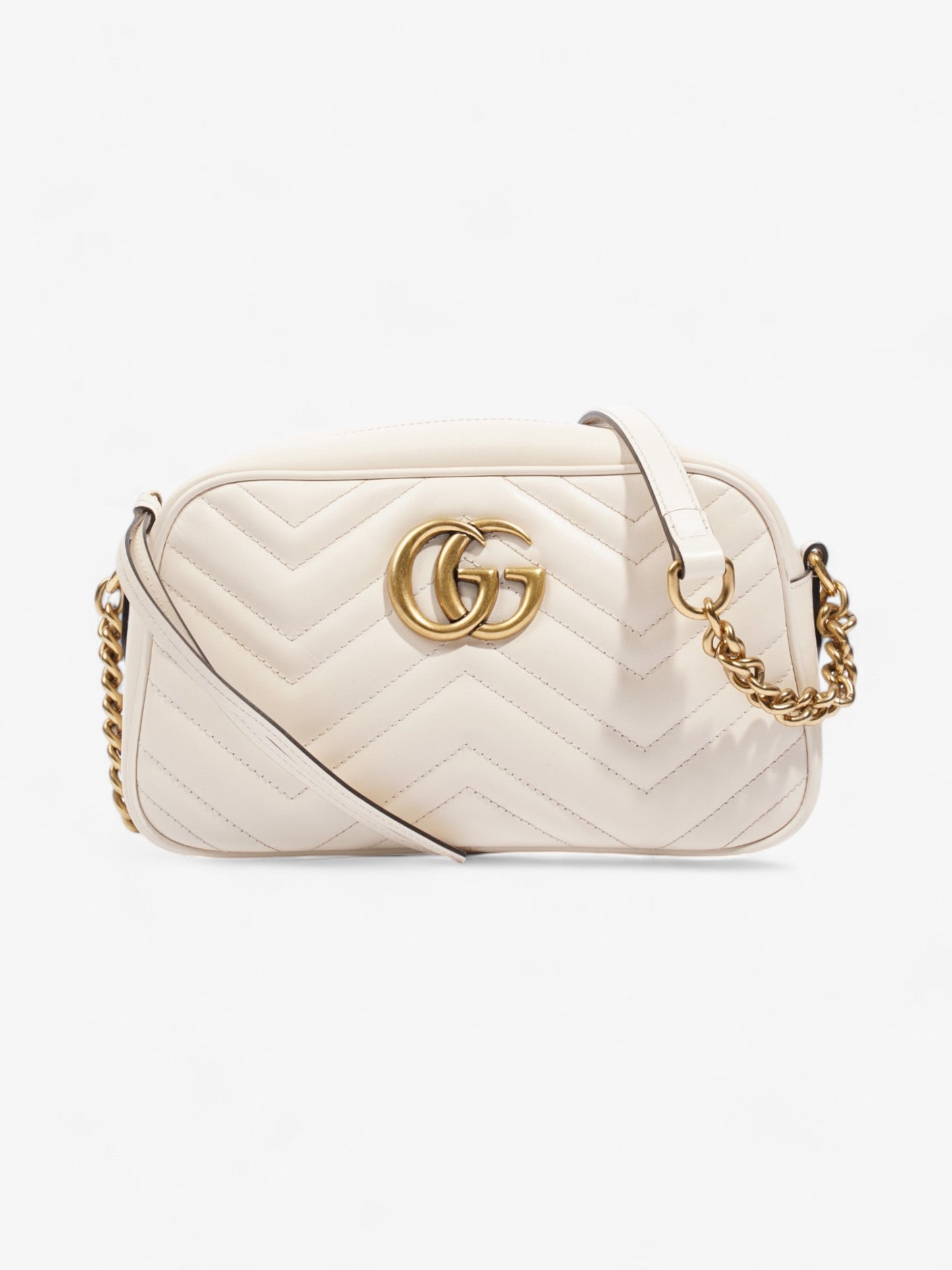 Gucci Marmont Zip White Matelasse Leather Small