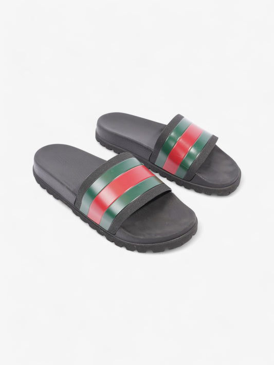 Gucci Pursuit Trek Slides Black / Green / Red Rubber EU 43 UK 9