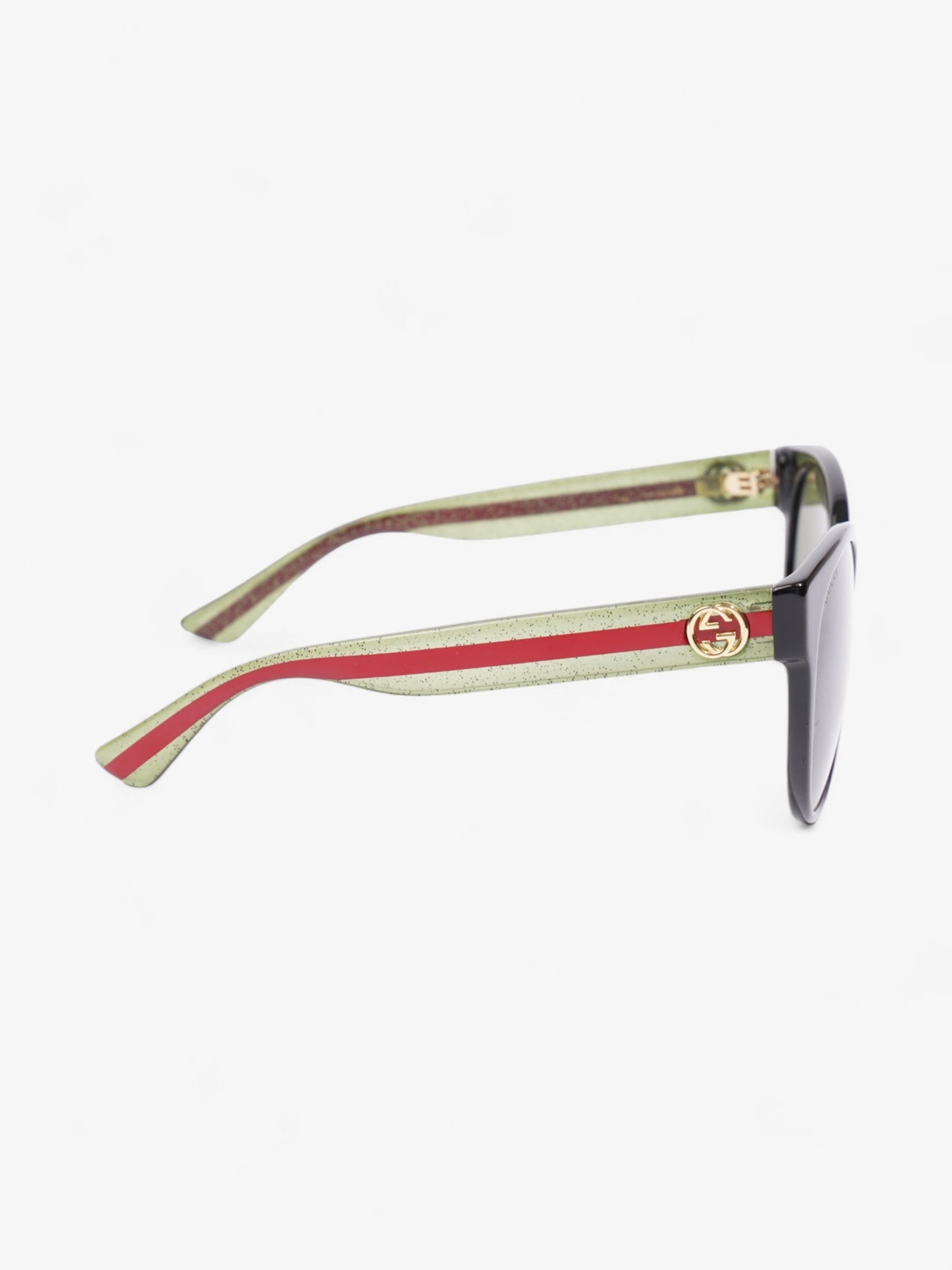 Gucci Oval Sunglasses Black / Red / Green Acetate 140mm