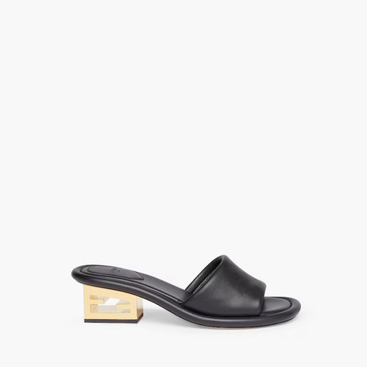 Baguette Black Nappa Leather Slides - Designer Slides & Sandals for Women