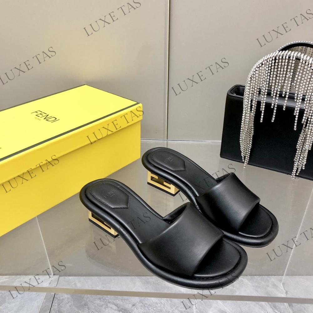 Baguette Black Nappa Leather Slides - Designer Slides & Sandals for Women