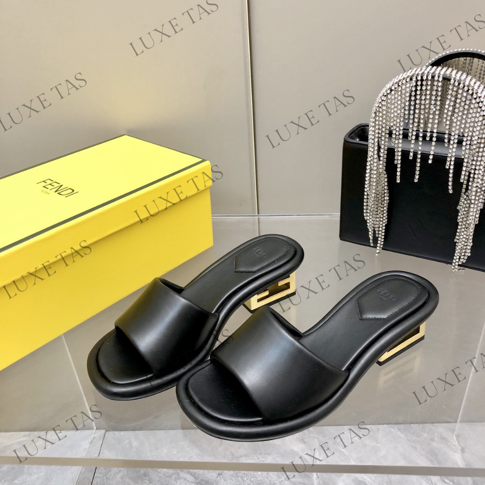 Baguette Black Nappa Leather Slides - Designer Slides & Sandals for Women