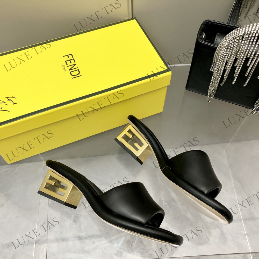 Baguette Black Nappa Leather Slides - Designer Slides & Sandals for Women