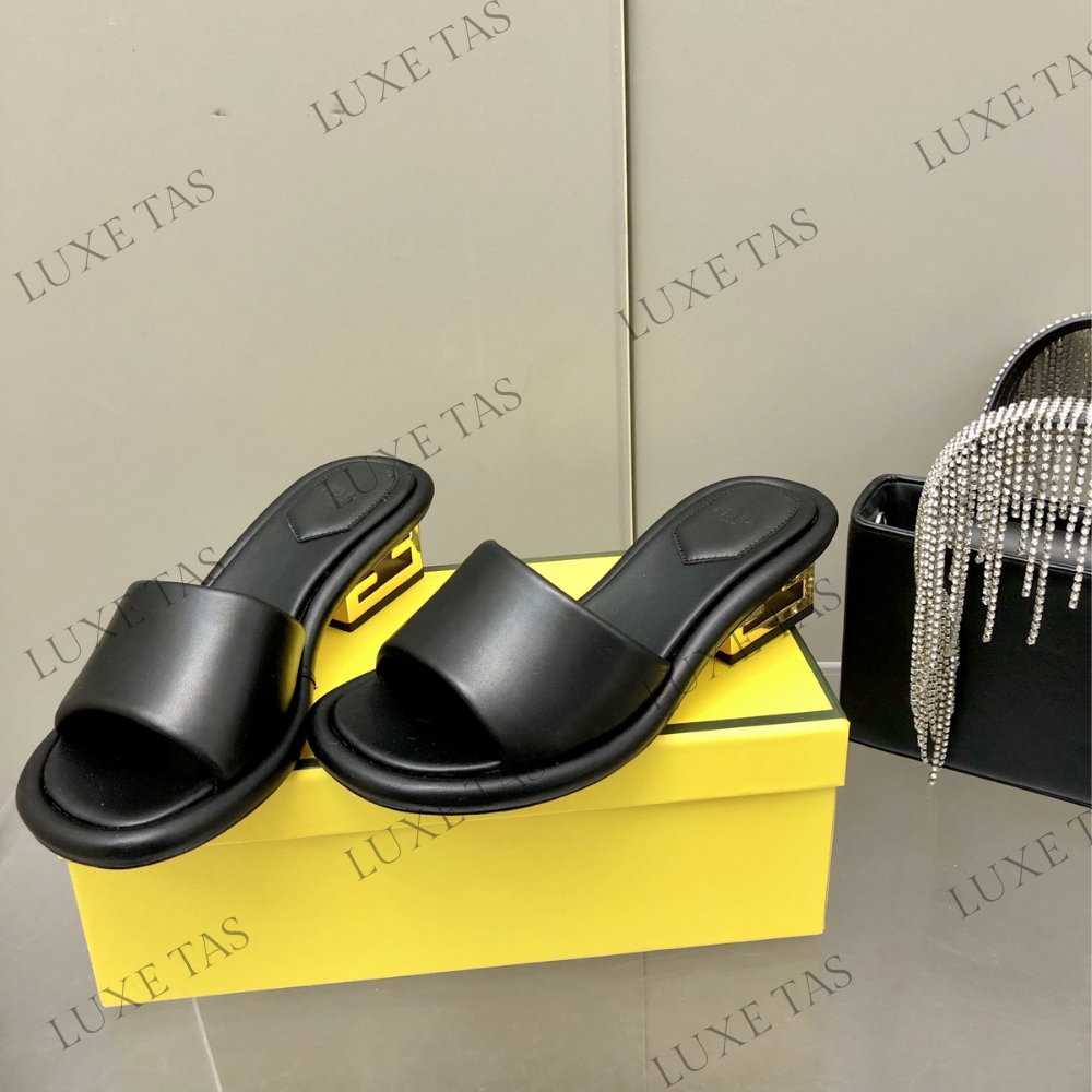 Baguette Black Nappa Leather Slides - Designer Slides & Sandals for Women