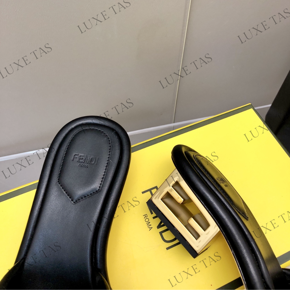Baguette Black Nappa Leather Slides - Designer Slides & Sandals for Women