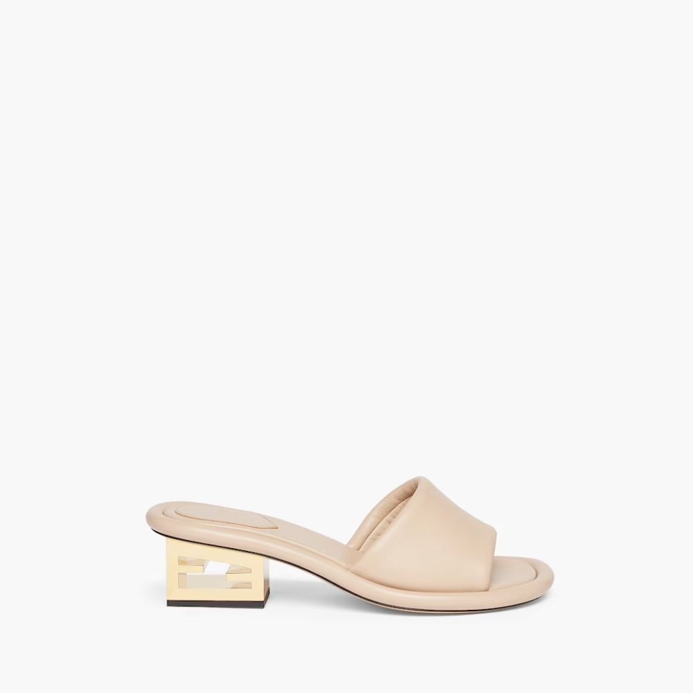 Baguette Pink Nappa Leather Slides - Designer Slides & Sandals for Women