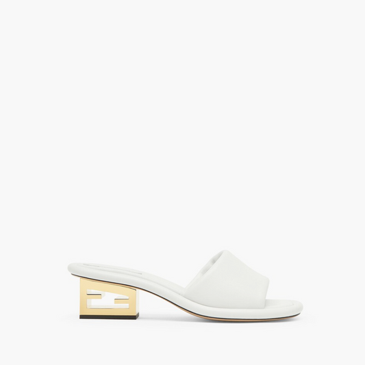 Baguette White Nappa Leather Slides - Designer Slides & Sandals for Women