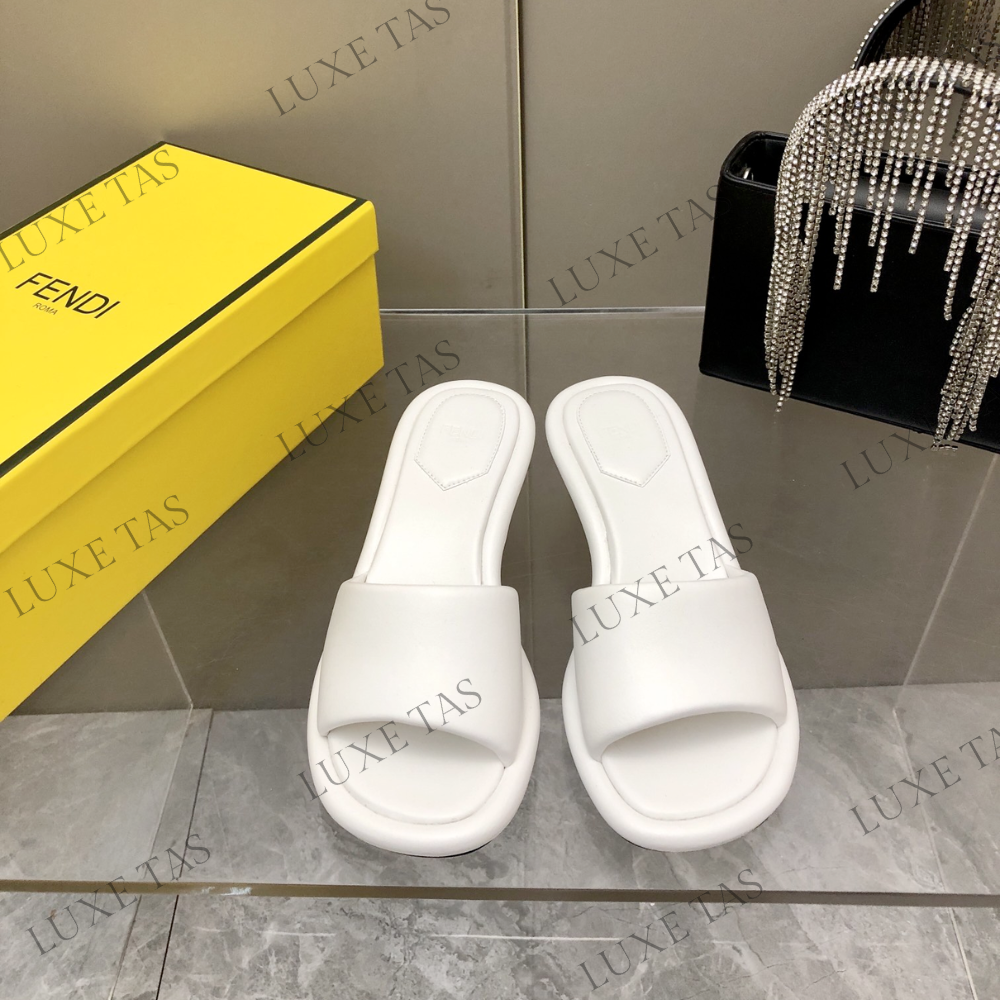 Baguette White Nappa Leather Slides - Designer Slides & Sandals for Women