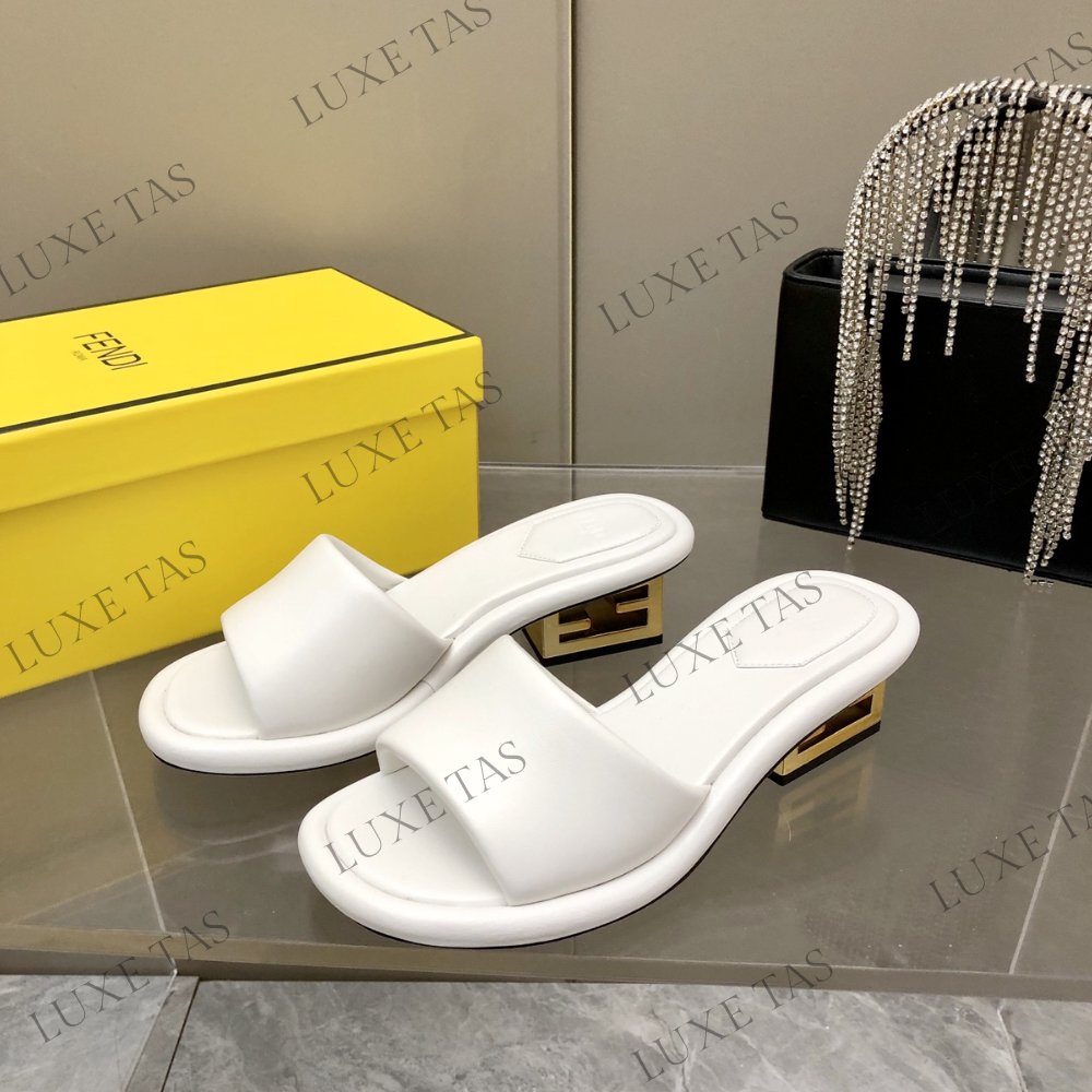 Baguette White Nappa Leather Slides - Designer Slides & Sandals for Women