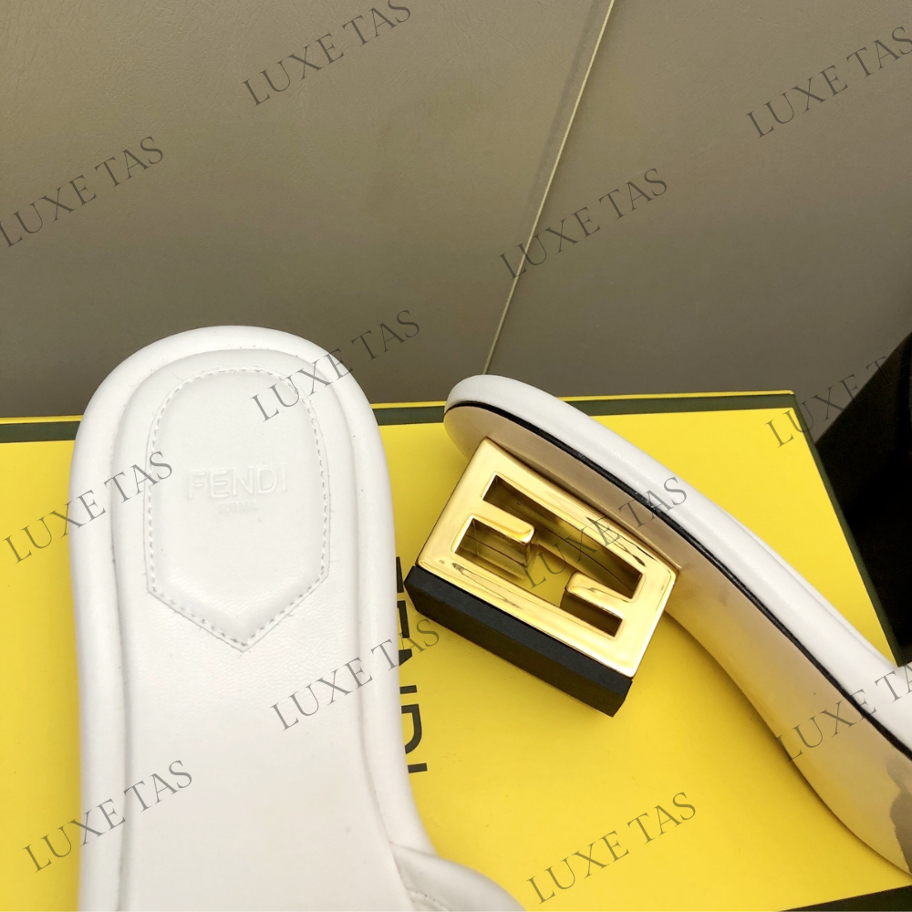 Baguette White Nappa Leather Slides - Designer Slides & Sandals for Women