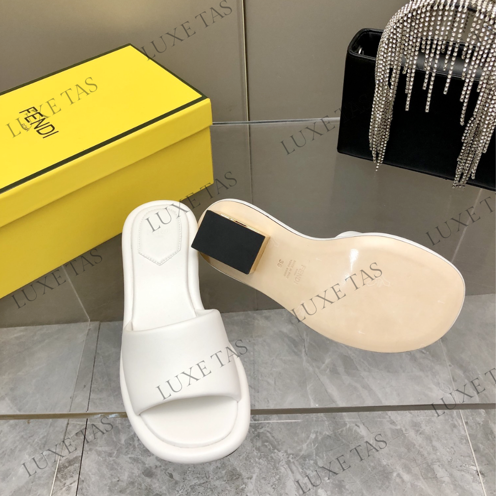 Baguette White Nappa Leather Slides - Designer Slides & Sandals for Women