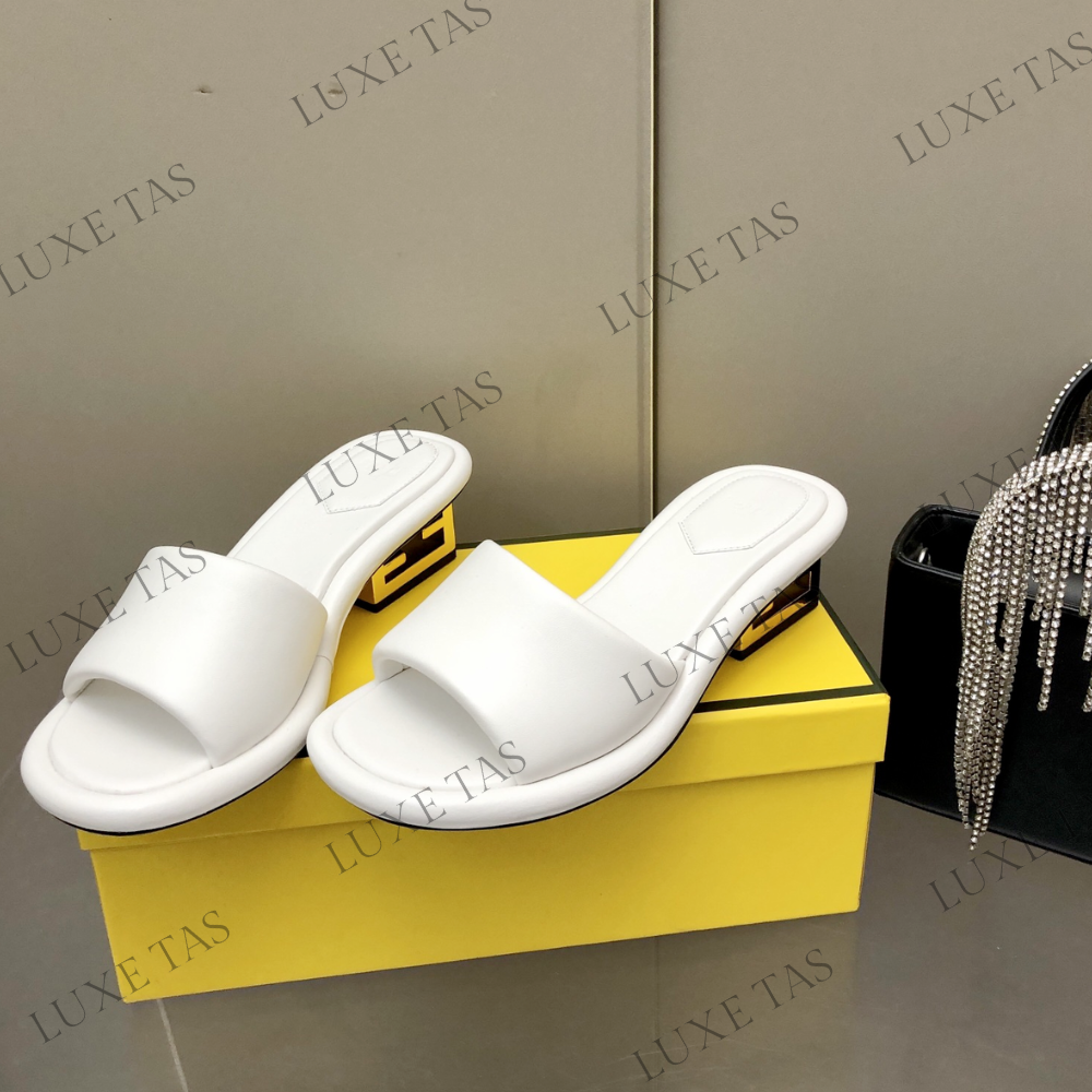 Baguette White Nappa Leather Slides - Designer Slides & Sandals for Women