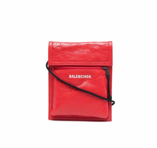 BALENCIAGA RED LEATHER EXPLORER POUCH
