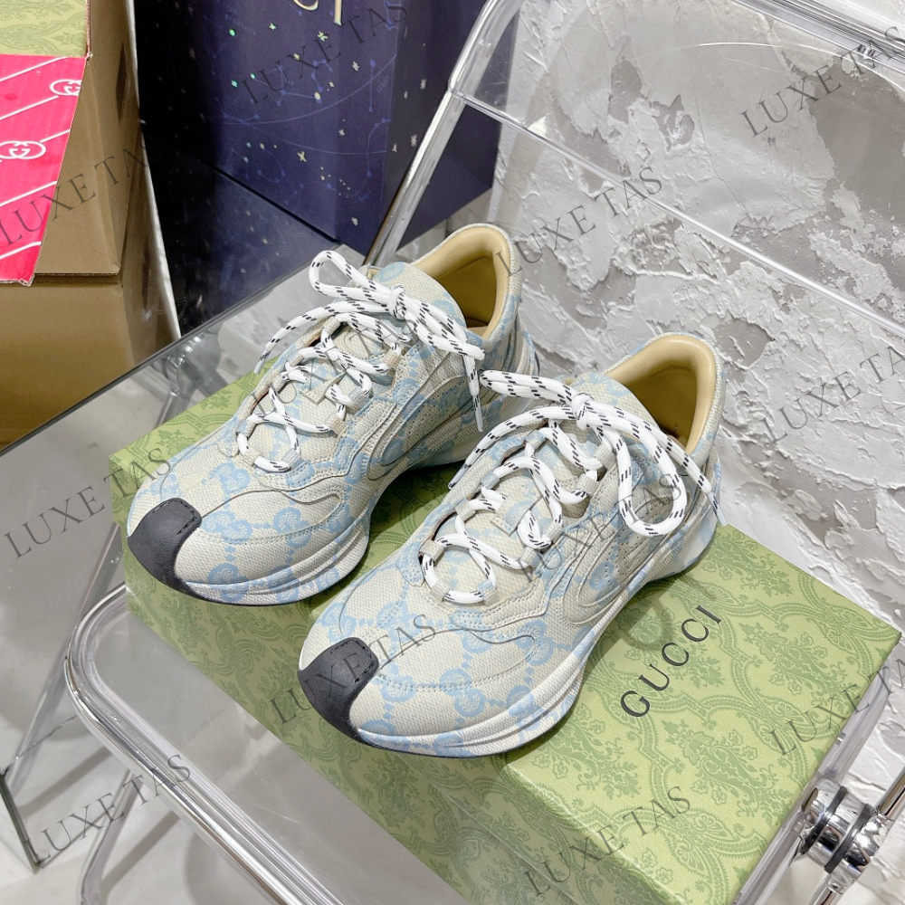 Beige & Blue GG Run Sneaker - Designer Sneakers for Women