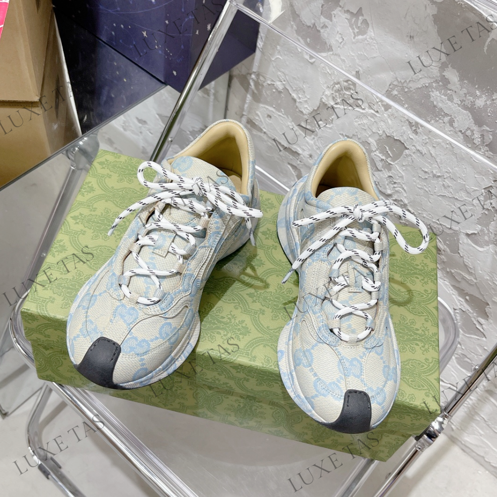 Beige & Blue GG Run Sneaker - Designer Sneakers for Women
