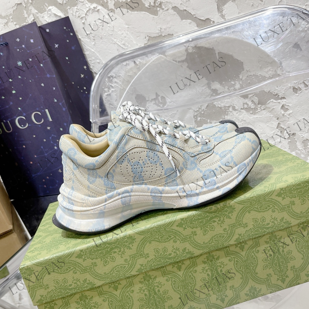 Beige & Blue GG Run Sneaker - Designer Sneakers for Women