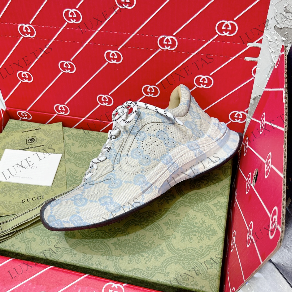 Beige & Blue GG Run Sneaker - Designer Sneakers for Women