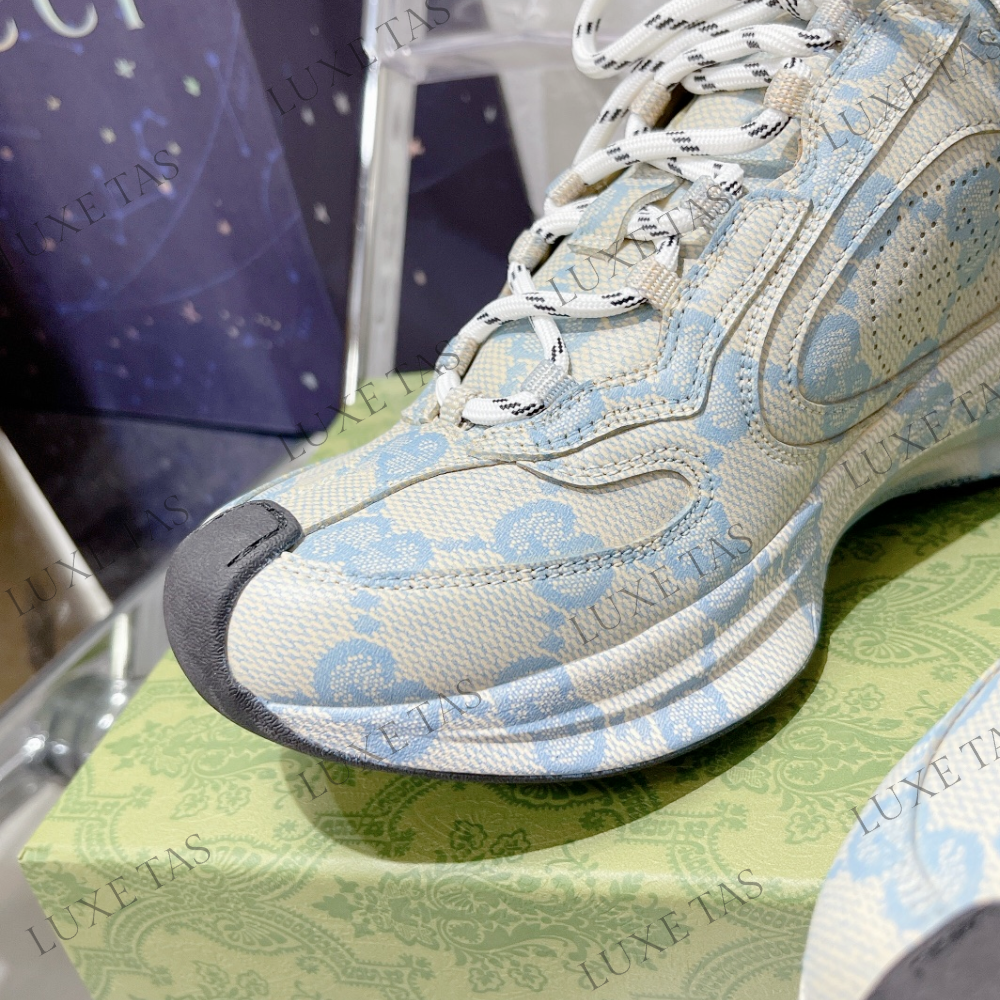 Beige & Blue GG Run Sneaker - Designer Sneakers for Women