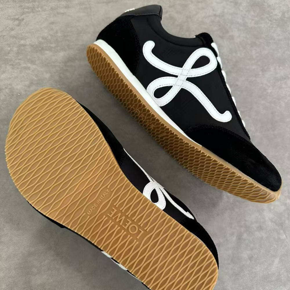 Black Ballet Runner 2.0 In Nylon And Calfskin Designer Sneakers for Men and Women