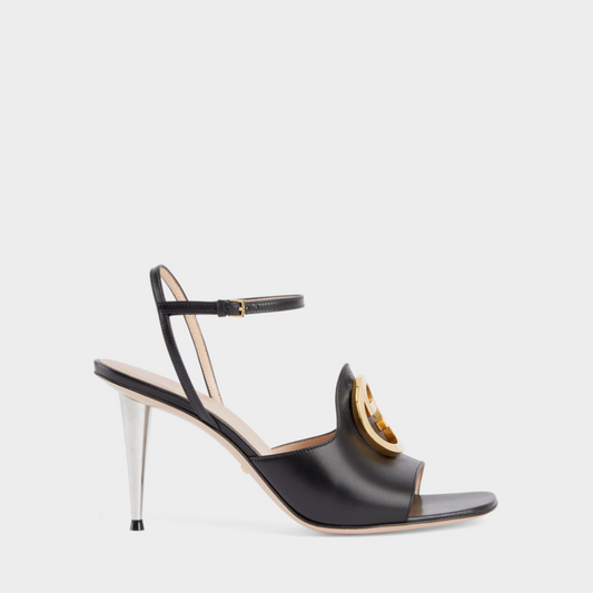 Black Blondie Heeled Sandal - Designer Slides & Sandals for Women