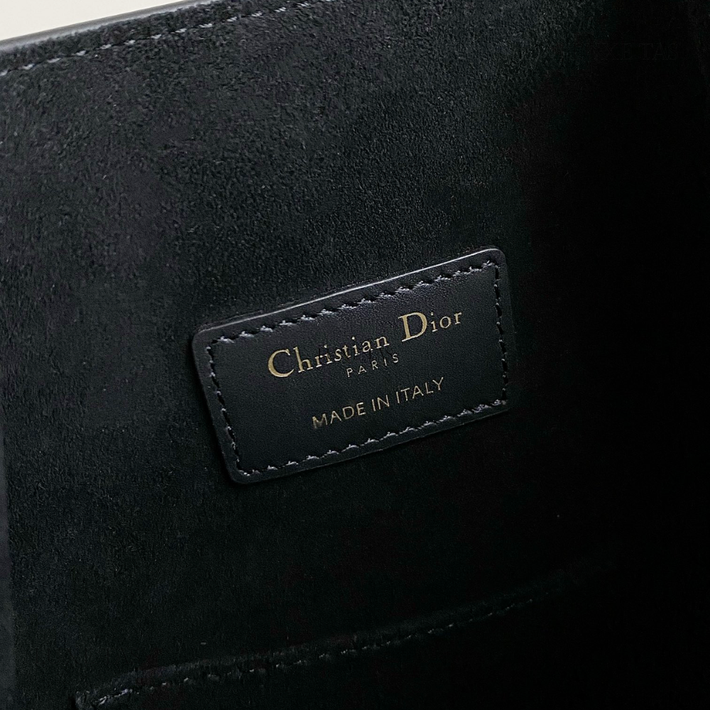 Black C*D-Embossed Calfskin Medium C'Est Dior Bag Leather Bucket Bag for Women