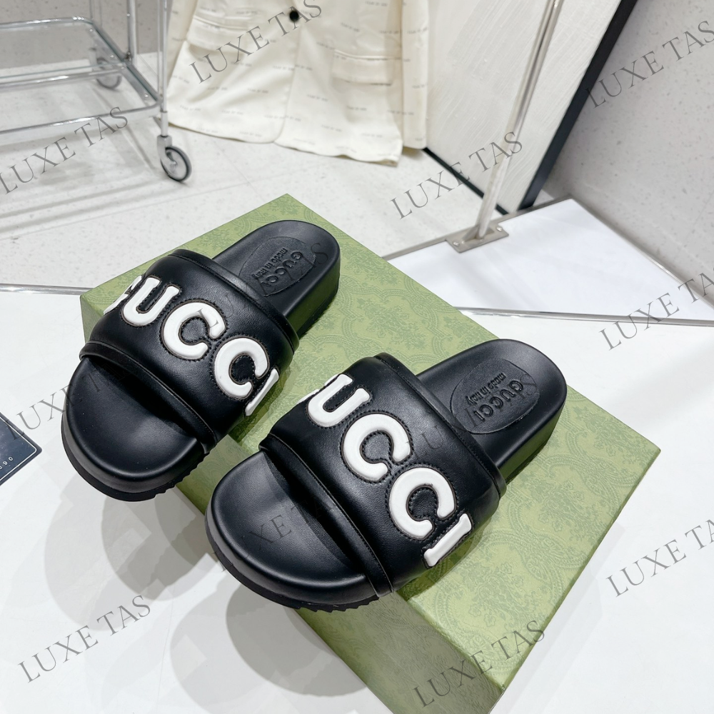 Black Leather Slide Sandal - Designer Slides & Sandals for Men